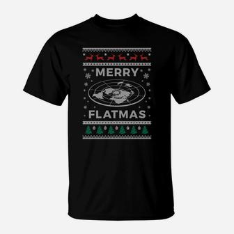 Flat Earth Christmas Sweatshirt, Merry Flatmas Xmas Gift T-Shirt | Crazezy UK