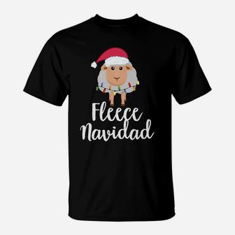 Fleece Navidad Sheep Face Santa Hat Xmas Holiday Pun Gift T-Shirt | Crazezy