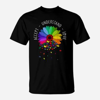 Floral Autism Awareness Daisy Flower Autism Mom Support T-Shirt | Crazezy