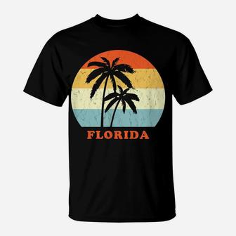 Florida Vintage Retro Sun & Palm Vacation T-Shirt | Crazezy