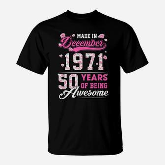 Flower 50Th Birthday 50 Years Old Made In December 1971 T-Shirt | Crazezy UK