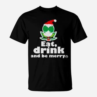 Flower Alien Santa Eat Drink And Be Merry T-Shirt - Monsterry DE