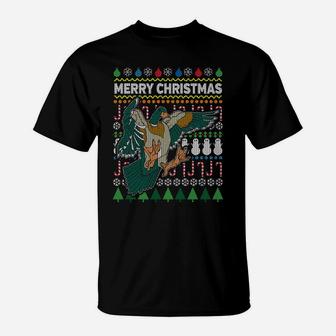 Flying Mallard Duck Merry Christmas Ugly Xmas Design Sweatshirt T-Shirt | Crazezy DE