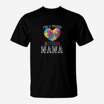 For Autism Nana Cute Puzzle Heart Awareness T-Shirt - Monsterry UK