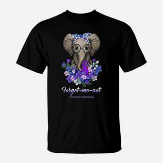 Forget Me Not Alzheimer's Awareness Elephant Flower T-Shirt | Crazezy DE