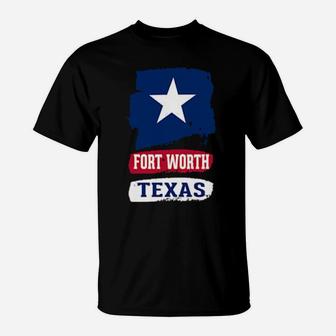 Fort Worth Texas State Flag Cool Distressed Vintage Grunge T-Shirt - Monsterry