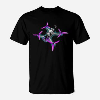 Freestyle Fpv Racing Drone Pilot Acro Quadcopter Purple Blue T-Shirt | Crazezy