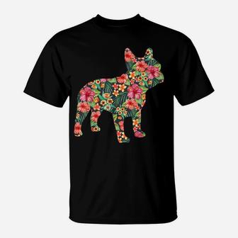 French Bulldog Flower T Shirt Floral Frenchie Dog Silhouette T-Shirt | Crazezy