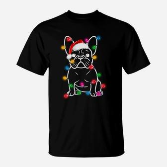 French Bulldog Lover Christmas Lights Dog Lovers Gift T-Shirt | Crazezy UK