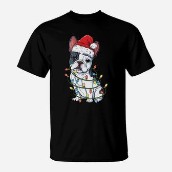 French Bulldog Santa Christmas Tree Lights Xmas Gifts Boys Sweatshirt T-Shirt | Crazezy CA