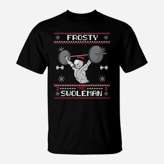 Frosty The Swoleman Ugly Christmas Sweater Funny Snowman Gym Sweatshirt T-Shirt | Crazezy DE