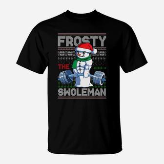 Frosty The Swoleman Ugly Christmas Sweater Funny Snowman Gym Sweatshirt T-Shirt | Crazezy