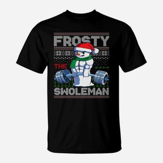 Frosty The Swoleman Ugly Christmas Sweater Funny Snowman Gym Sweatshirt T-Shirt | Crazezy