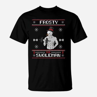 Frosty The Swoleman Ugly Christmas Sweater Funny Snowman Gym T-Shirt | Crazezy UK