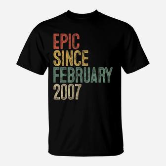 Fun Epic Since February 2007 14Th Birthday Gift 14 Year Old T-Shirt | Crazezy AU