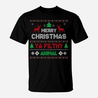 Funny Alone At Home Movies Merry Christmas You Filty Animal T-Shirt | Crazezy