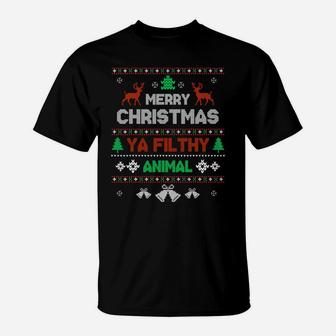 Funny Alone At Home Movies Merry Christmas You Filty Animal T-Shirt | Crazezy