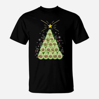 Funny Avocado Xmas Tree Holiday Gift Avocado Lover Christmas T-Shirt | Crazezy