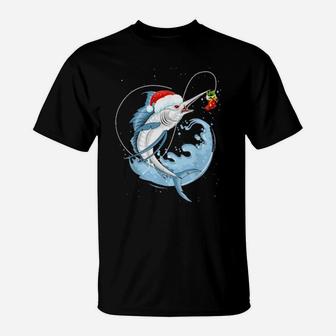 Funny Bass Fishing Santa Hat T-Shirt - Monsterry