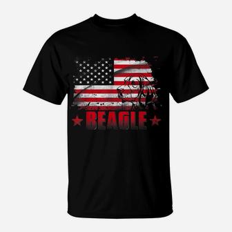 Funny Beagle American Flag Dog Dad Dog Mom T-Shirt | Crazezy AU
