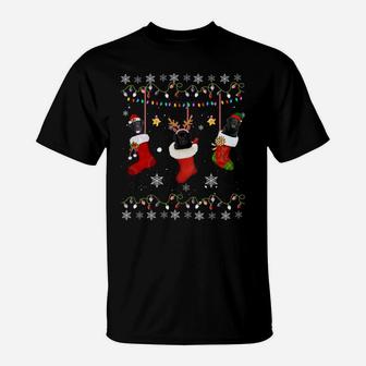 Funny Black Lab Christmas Socks Lights Gift Dog Lover Xmas T-Shirt | Crazezy