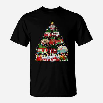Funny Camping Merry Christmas Tree Camper Snowman Rv Lights Sweatshirt T-Shirt | Crazezy UK