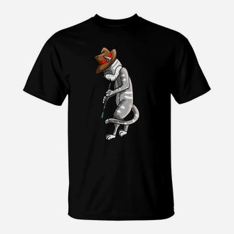 Funny Cat Playing Oboe | Cool Animal Pipe Musician Love Gift T-Shirt | Crazezy AU