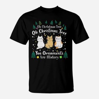 Funny Cats Christmas Humor Oh Christmas Tree Family Matching T-Shirt | Crazezy UK