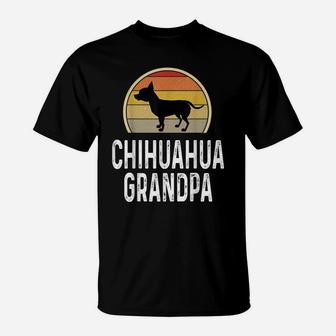 Funny Chihuahua Grandpa Dad Father Lover Dog Owner Retro T-Shirt | Crazezy