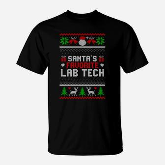 Funny Christmas Holiday Festive Santa's Favorite Lab Tech T-Shirt | Crazezy AU