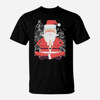 Funny Christmas Namasleigh Santa Holiday Yoga Zen Snow Tree T-Shirt | Crazezy AU