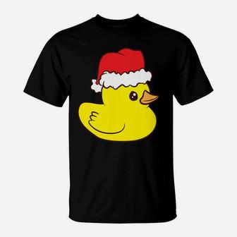 Funny Christmas Rubber Duck With Santa Hat Love Rubber Ducks Sweatshirt T-Shirt | Crazezy