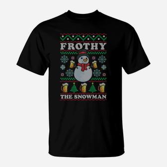 Funny Christmas Snowman Beer Frothy The Snowman Sweatshirt T-Shirt | Crazezy UK