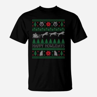 Funny Christmas Wolf Lovers Wolf Ugly Christmas Xmas Sweatshirt T-Shirt | Crazezy DE