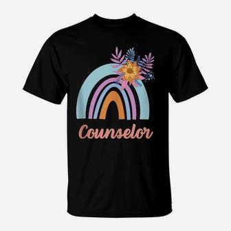 Funny Counselor Blue Floral Boho Rainbow Women T-Shirt | Crazezy UK