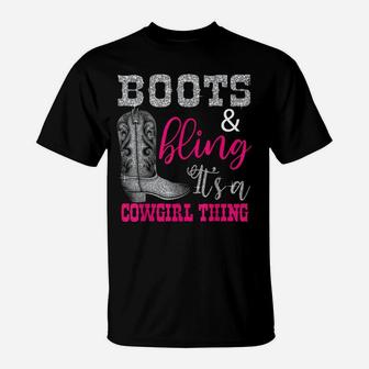 Funny Cowgirl Boots Bling Women Gift Cute Love Country Life T-Shirt | Crazezy UK