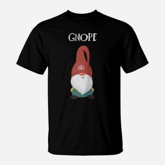 Funny Cute Gnome Nope Christmas Scandinavian Swedish Nope Raglan Baseball Tee T-Shirt | Crazezy CA