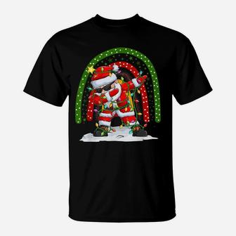 Funny Dabbing Santa Christmas Boho Rainbow Kid Boy Girl T-Shirt | Crazezy