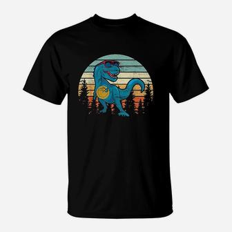 Funny Disc Golf Gift Dinosaur Disc Golf Player Father T-Shirt | Crazezy