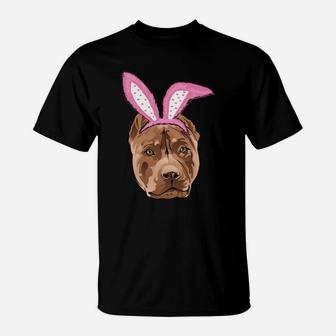 Funny Easter Pitbull Pitbull Bunny Ears T-Shirt - Thegiftio UK