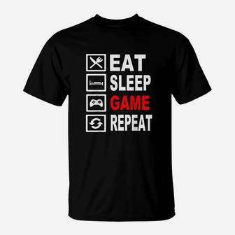 Funny Eat Sleep Game Repeat For Video Games Lovers T-Shirt | Crazezy