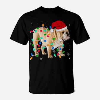 Funny English Bulldog Christmas Light Gifts Xmas Sweatshirt T-Shirt | Crazezy