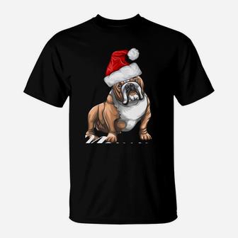 Funny English Bulldog Mommy Christmas Hat Gift Men T-Shirt | Crazezy