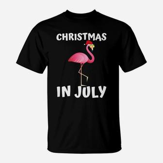 Funny Flamingo Christmas In July Shirt For Women Men Kids T-Shirt | Crazezy
