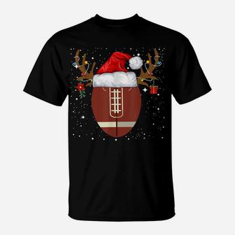 Funny Football Reindeer Santa Hat Christmas Holiday Gifts T-Shirt | Crazezy AU