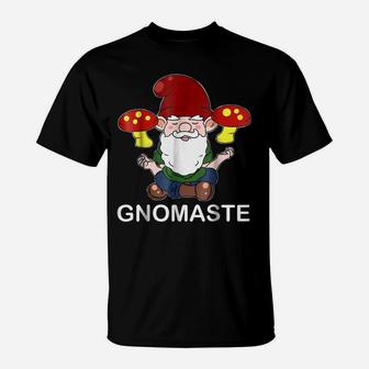 Funny Garden Gnome Gnomaste Meditating Yoga Shirt T-Shirt | Crazezy
