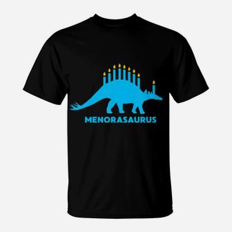 Funny Hanukkah Dinosaur Stegosaurus Dino Menorah Gift T-Shirt - Monsterry AU