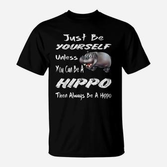Funny Hippo Zoo Animal Lover Cool Happy Hippopotamus T-Shirt | Crazezy