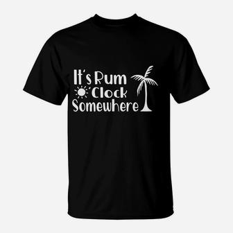 Funny Its Rum Oclock Somewhere Palm Tree T-Shirt - Thegiftio UK