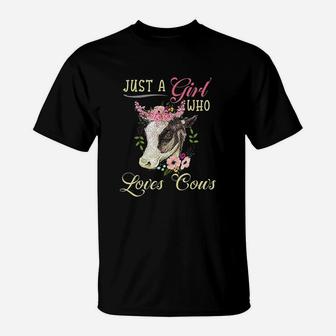 Funny Just A Girl Who Loves Cows Girls T-Shirt | Crazezy AU